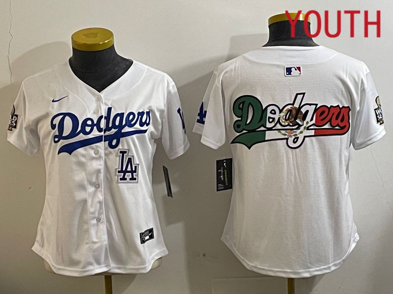 Youth Los Angeles Dodgers Blank White Game 2024 Nike MLB Jersey style 112113->youth mlb jersey->Youth Jersey